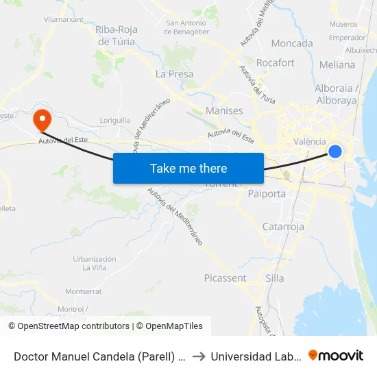 Doctor Manuel Candela (Parell) - Port to Universidad Laboral map