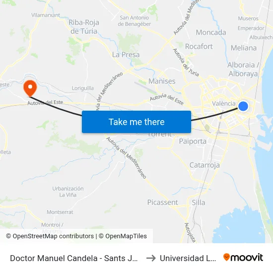 Doctor Manuel Candela - Sants Just I Pastor to Universidad Laboral map