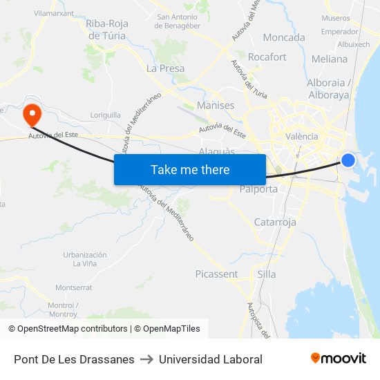 Pont De Les Drassanes to Universidad Laboral map