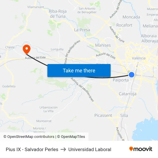 Pius IX - Salvador Perles to Universidad Laboral map