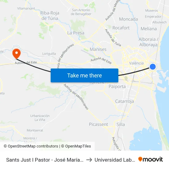 Sants Just I Pastor - José María Haro to Universidad Laboral map