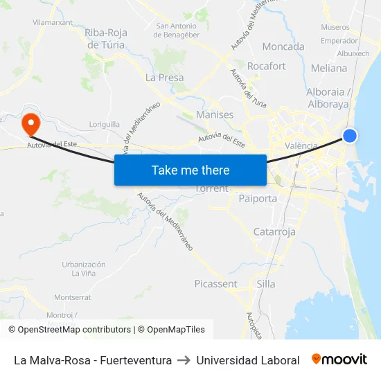 La Malva-Rosa - Fuerteventura to Universidad Laboral map
