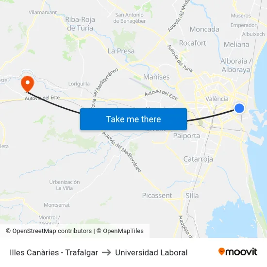 Illes Canàries - Trafalgar to Universidad Laboral map
