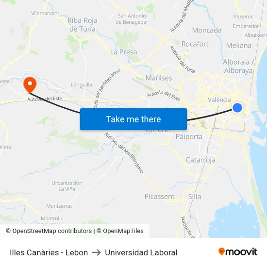 Illes Canàries - Lebon to Universidad Laboral map