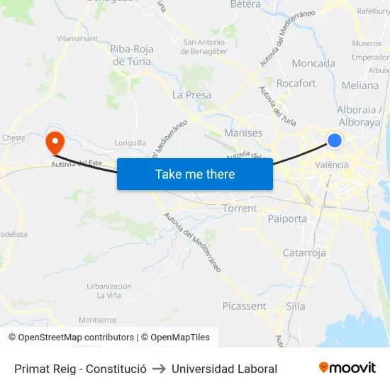 Primat Reig - Constitució to Universidad Laboral map