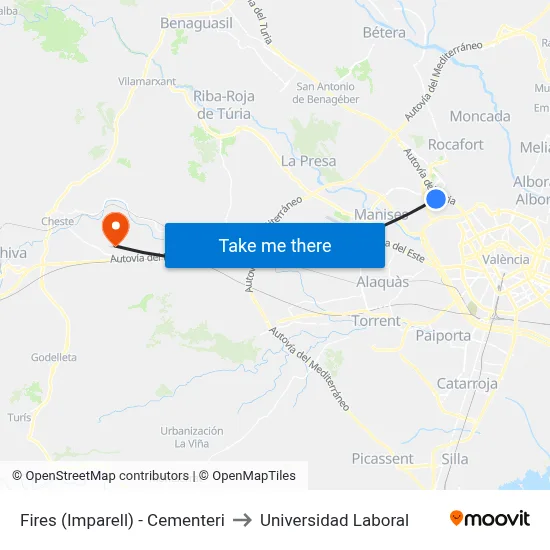 Fires (Imparell) - Cementeri to Universidad Laboral map
