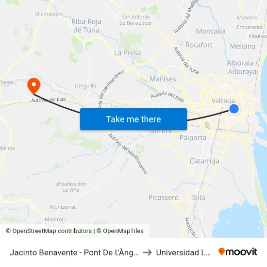 Jacinto Benavente - Pont De L'Àngel Custodi to Universidad Laboral map