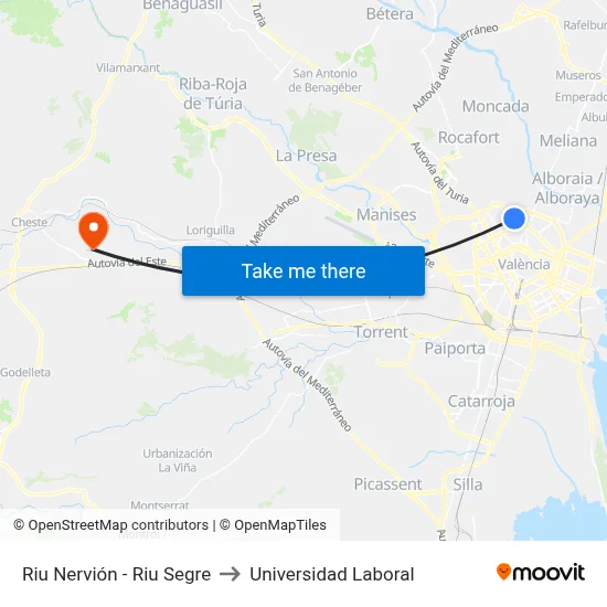 Riu Nervión - Riu Segre to Universidad Laboral map