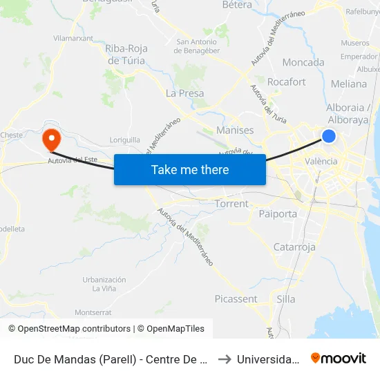 Duc De Mandas (Parell) - Centre De Salut Arquitecte Tolsà to Universidad Laboral map