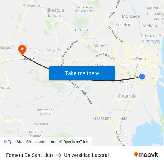 Fonteta De Sant Lluís to Universidad Laboral map
