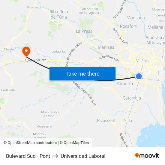 Bulevard Sud - Pont to Universidad Laboral map