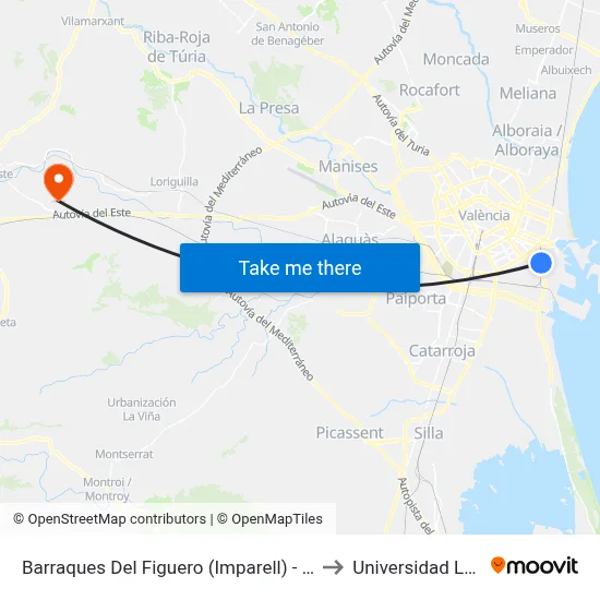 Barraques Del Figuero (Imparell) - Llauradors to Universidad Laboral map