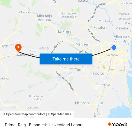Primat Reig - Bilbao to Universidad Laboral map