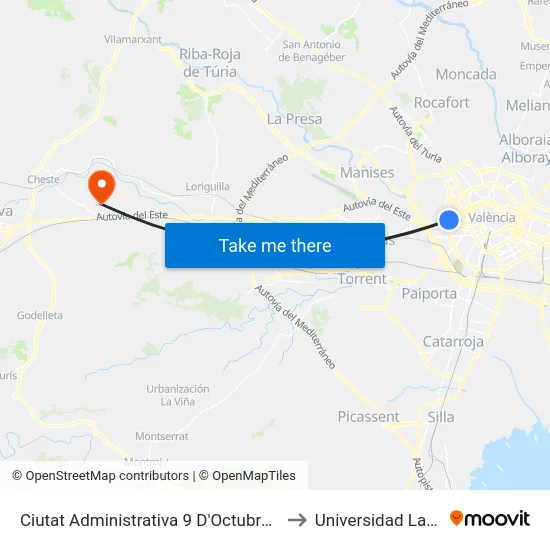Ciutat Administrativa 9 D'Octubre - Cieza to Universidad Laboral map
