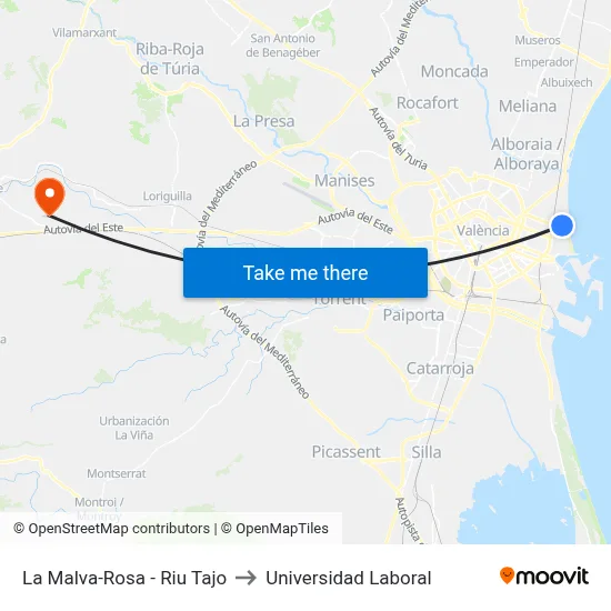 La Malva-Rosa - Riu Tajo to Universidad Laboral map