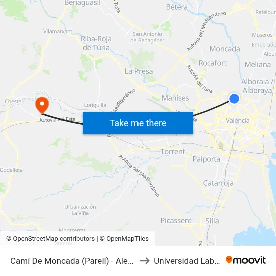 Camí De Moncada (Parell) - Alemany to Universidad Laboral map