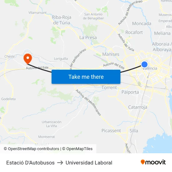Estació D'Autobusos to Universidad Laboral map