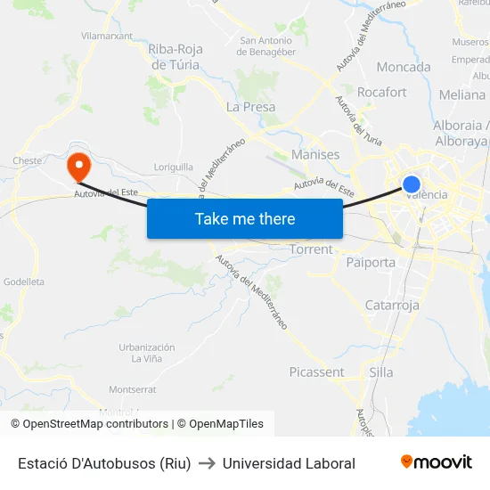 Estació D'Autobusos (Riu) to Universidad Laboral map