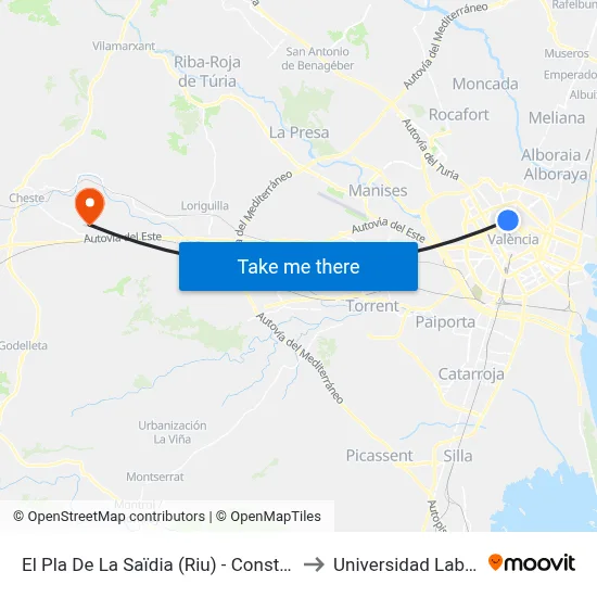 El Pla De La Saïdia (Riu) - Constitució to Universidad Laboral map