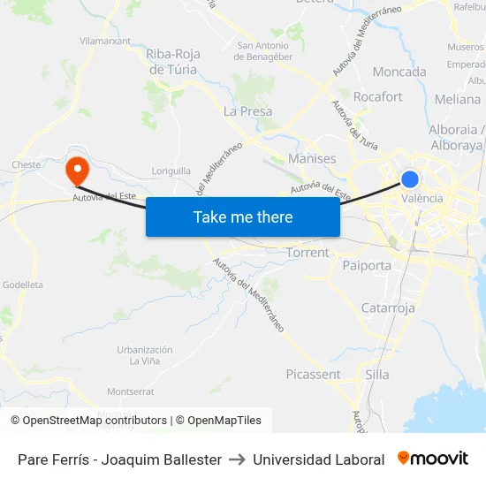 Pare Ferrís - Joaquim Ballester to Universidad Laboral map