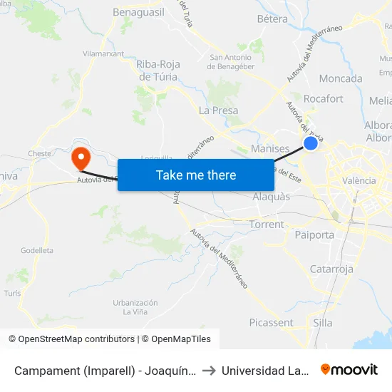 Campament (Imparell) - Joaquín Marín to Universidad Laboral map