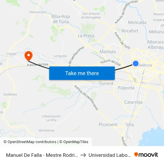 Manuel De Falla - Mestre Rodrigo to Universidad Laboral map
