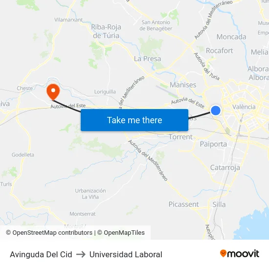 Avinguda Del Cid to Universidad Laboral map