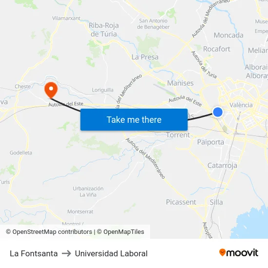 La Fontsanta to Universidad Laboral map