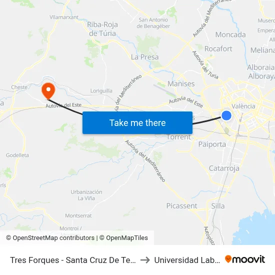 Tres Forques - Santa Cruz De Tenerife to Universidad Laboral map