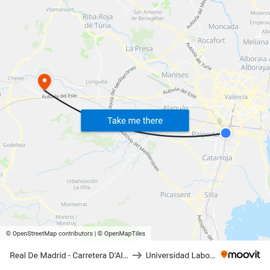 Real De Madrid - Carretera D'Alba to Universidad Laboral map