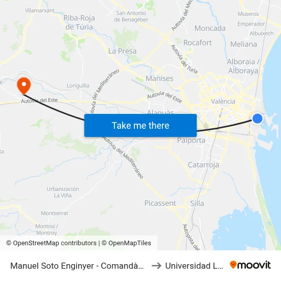 Manuel Soto Enginyer - Comandància Marina to Universidad Laboral map