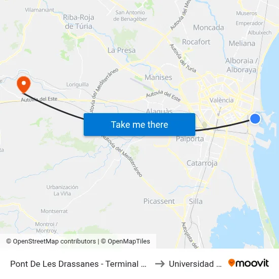 Pont De Les Drassanes - Terminal Marítima (Front) to Universidad Laboral map
