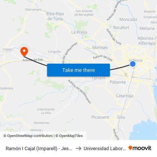 Ramón I Cajal (Imparell) - Jesús to Universidad Laboral map