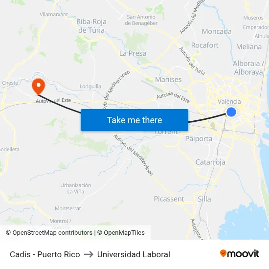 Cadis - Puerto Rico to Universidad Laboral map