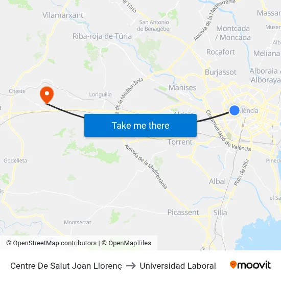 Centre De Salut Joan Llorenç to Universidad Laboral map