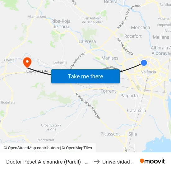 Doctor Peset Aleixandre (Parell) - Metro Trànsits to Universidad Laboral map