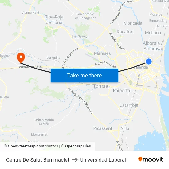 Centre De Salut Benimaclet to Universidad Laboral map