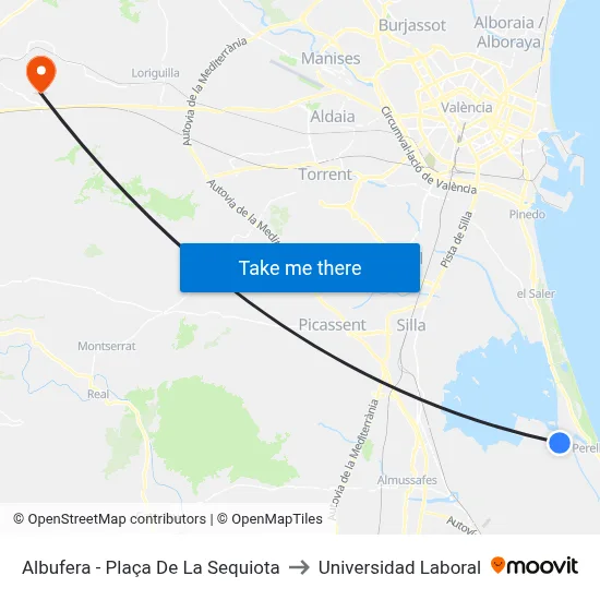 Albufera - Plaça De La Sequiota to Universidad Laboral map