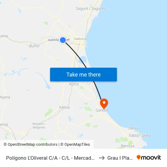 Polígono L'Oliveral C/A - C/L - Mercadona to Grau I Platja map