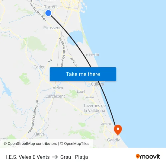 Camí De Les Canteres - Ies Veles E Vents to Grau I Platja map