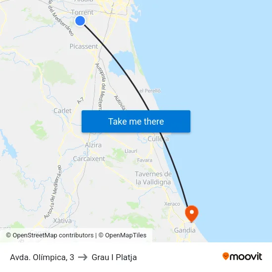 Olímpica to Grau I Platja map