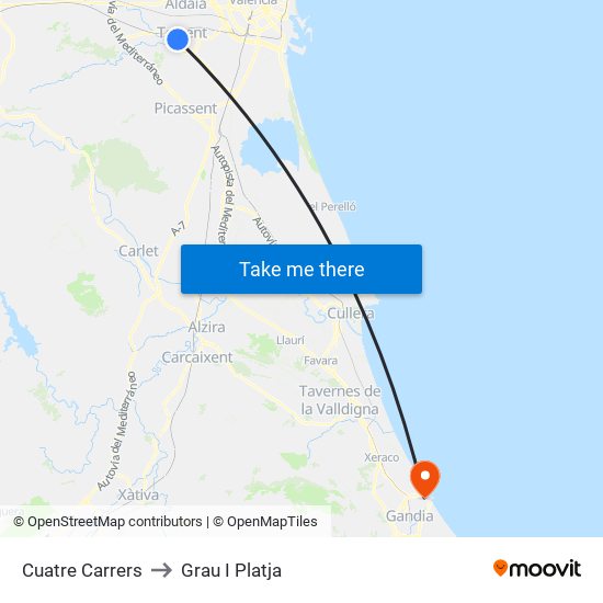 Cuatre Carrers to Grau I Platja map