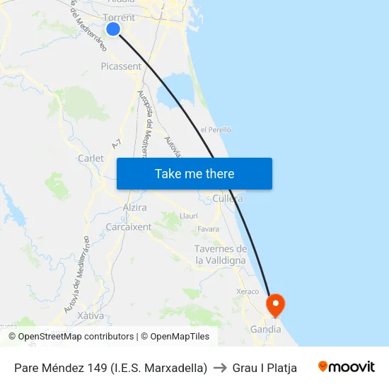 Pare Méndez 149 (I.E.S. Marxadella) to Grau I Platja map