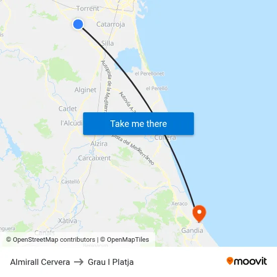 Almirall Cervera to Grau I Platja map