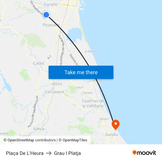 Plaça L´Heura to Grau I Platja map
