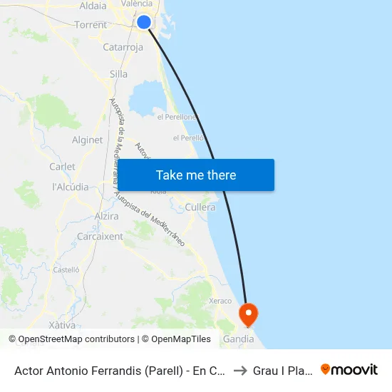Actor Antonio Ferrandis (Parell) - En Corts to Grau I Platja map