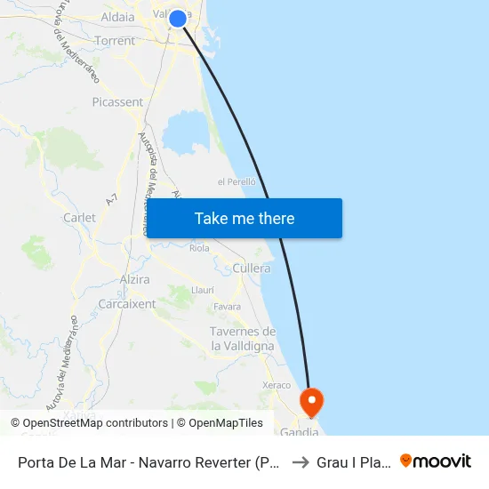Porta De La Mar - Navarro Reverter (Parell) to Grau I Platja map
