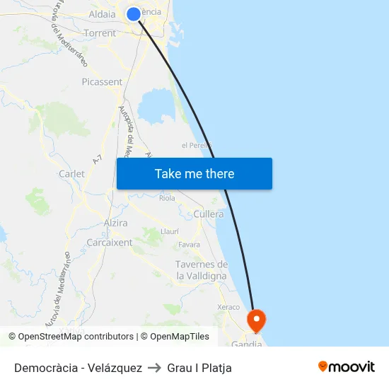 Democràcia - Velázquez to Grau I Platja map