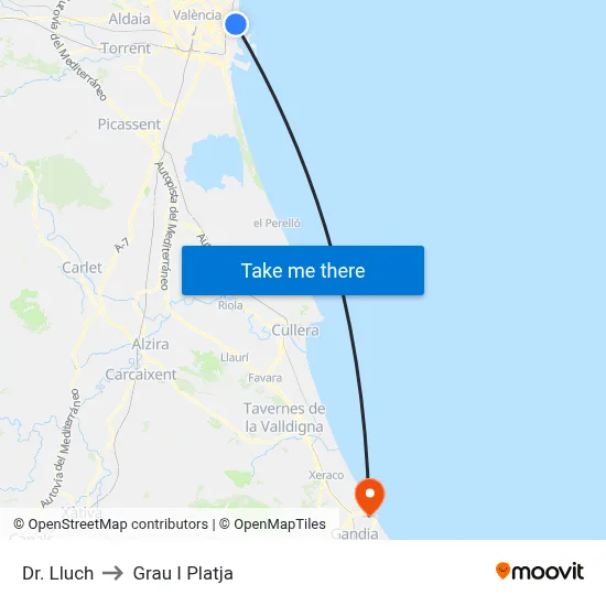 Dr. Lluch to Grau I Platja map