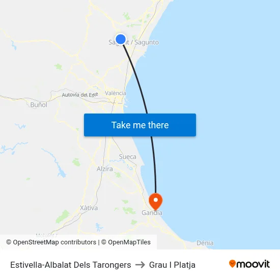 Estivella-Albalat Dels Tarongers to Grau I Platja map